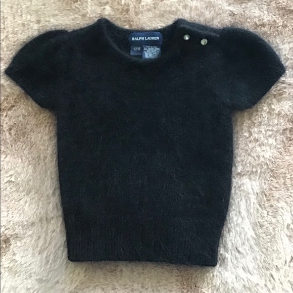 Ralph Lauren Angora Black Tee with Diamond buttons - Picture 1 of 3